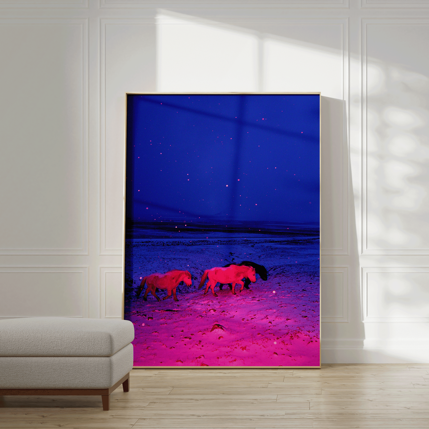 Three Horses in a Pink Storm