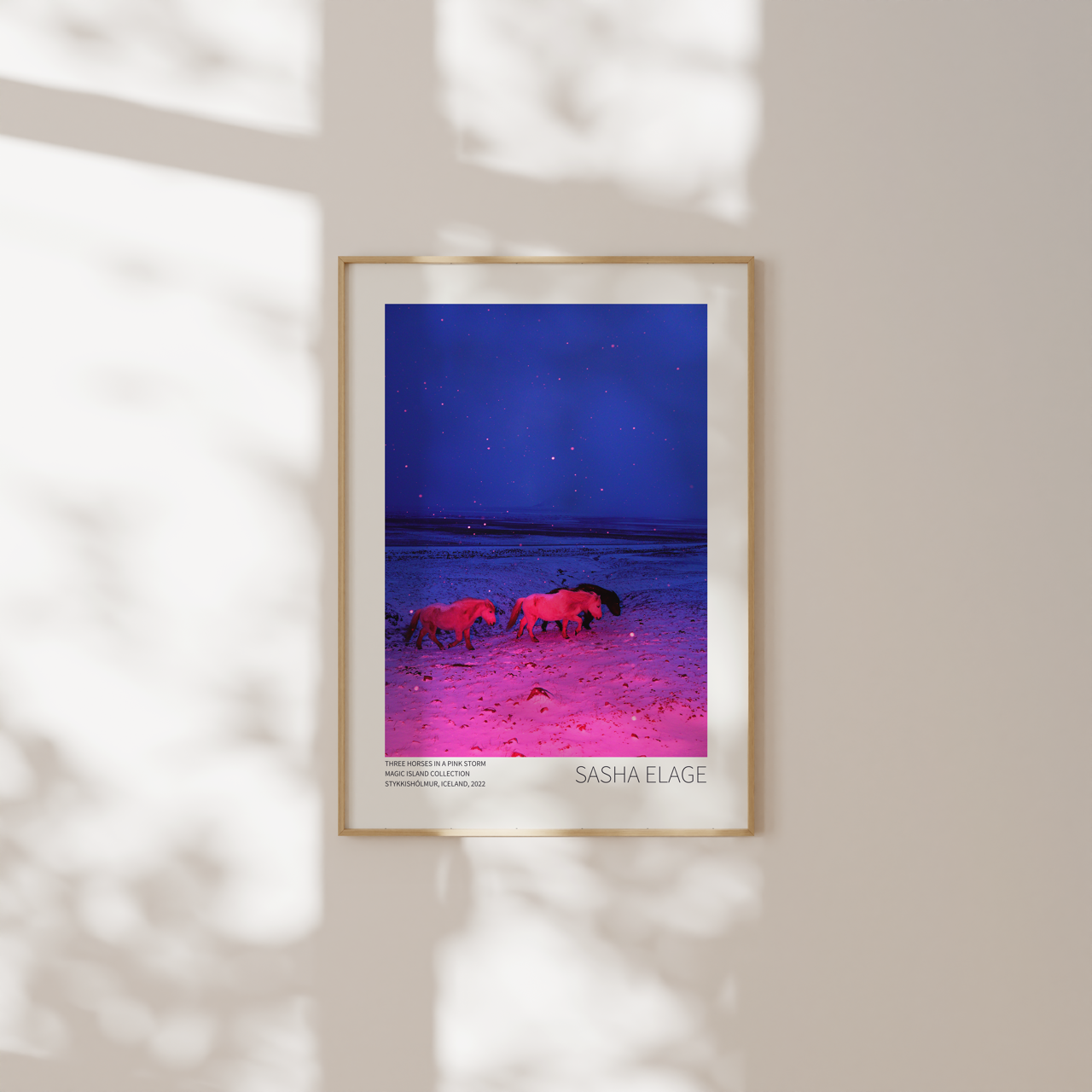 Three Horses in a Pink Storm