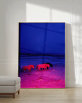 Three Horses in a Pink Storm - Limited Edition