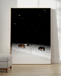 Three Horses in a Snowstorm, fine art photograph by Sasha Elage, Magic Island collection