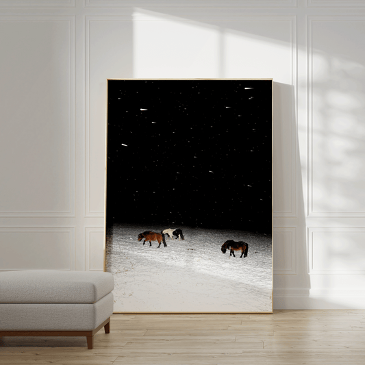 Three Horses in a Snowstorm