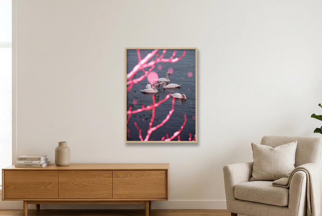 Snow Ballet on Swan Lake - Limited Edition — 60×80cm, 24×31" Oak Frame