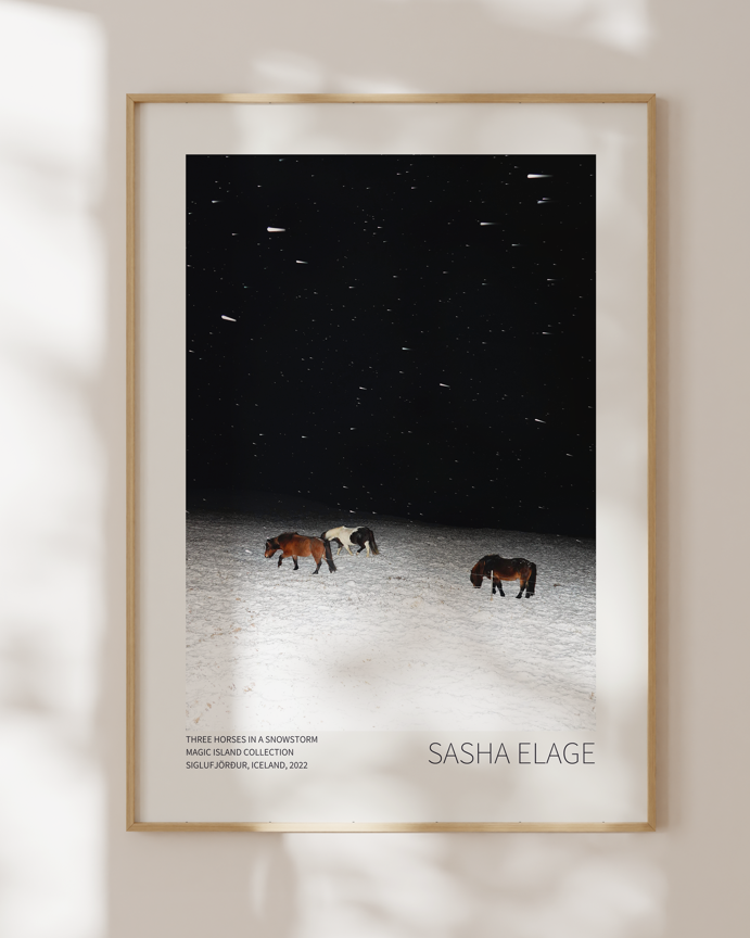 Three Horses in a Snowstorm