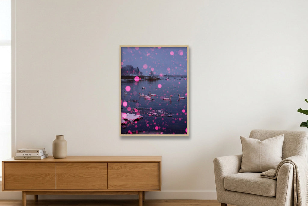 Pink Snow, Swan Lake - Limited Edition — 60×80cm, 24×31" Oak Frame