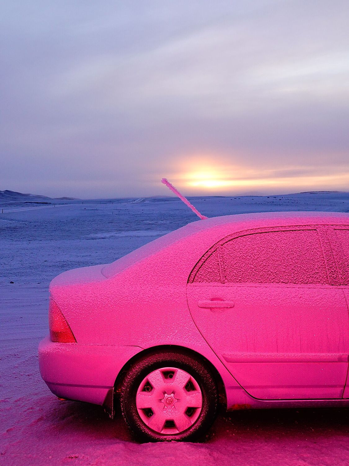 Pink Car and a Sunrise, fine art photograph by Sasha Elage, Magic Island collection