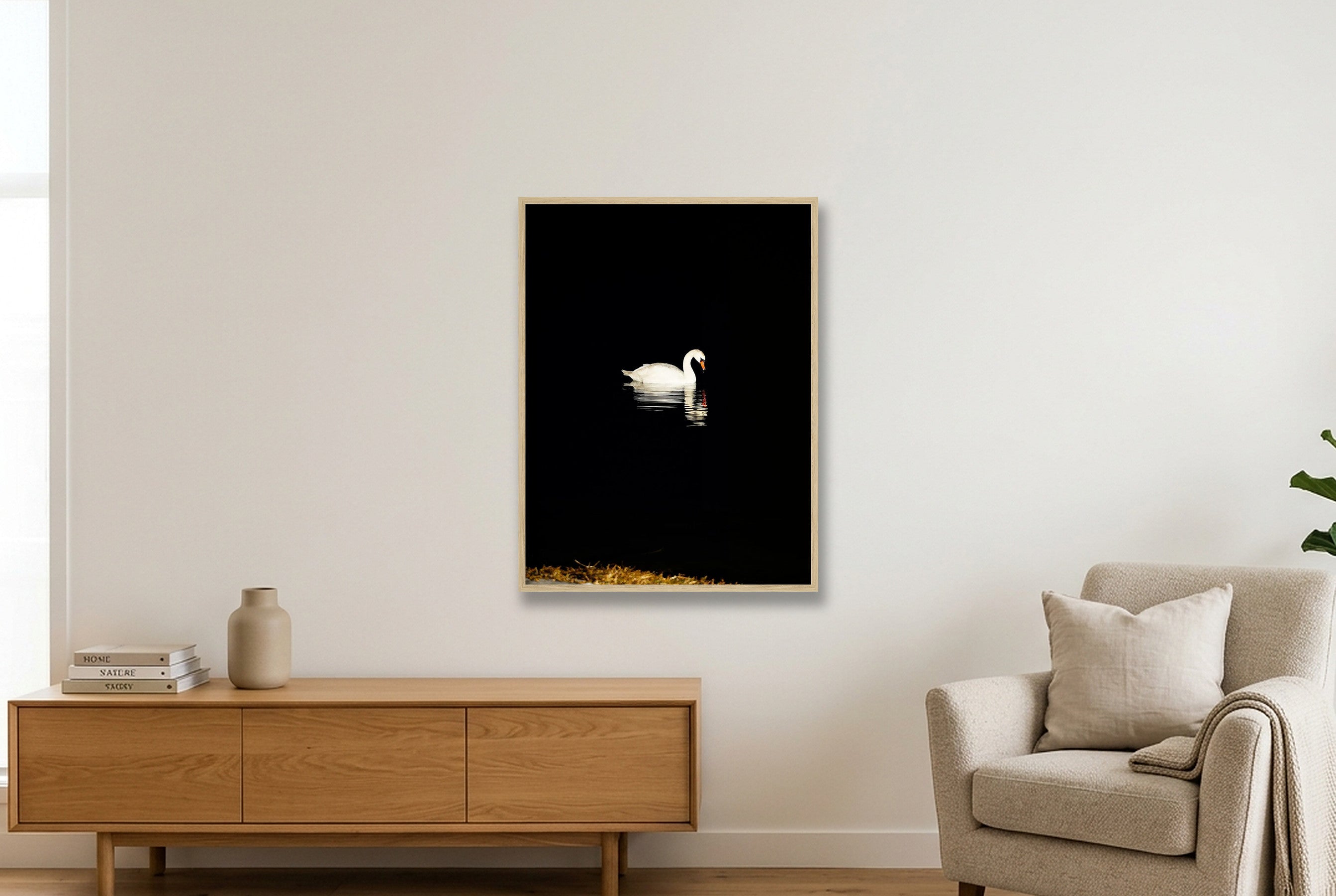 Lonely Swan - Limited Edition — 60×80cm, 24×31" Oak Frame