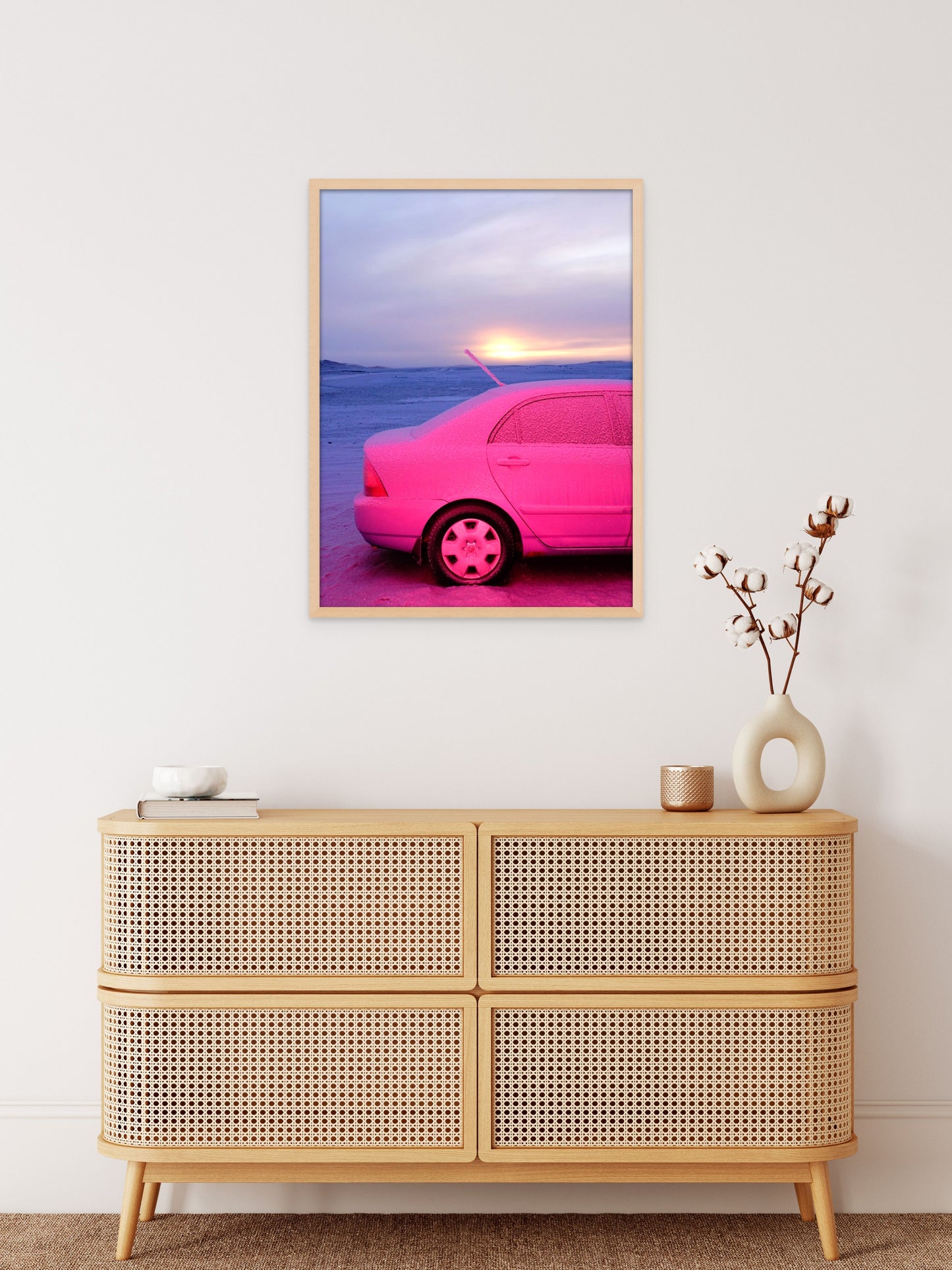 Pink car and a sunrise